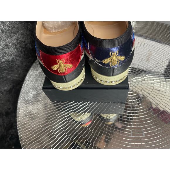 Gucci Falacer Sylvie Web Crystal Glitter Sneakers - Picture 3 of 5